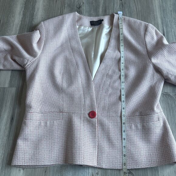 Vintage Pendleton Women’s  Plaid Rayon Wool Blazer Jacket Red/pink Tan Size 12 - Picture 8 of 10